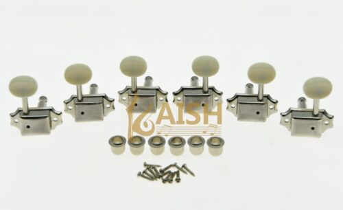 Nickel w/ Ivory Button 3L3R Vintage LP Guitar Tuners Tuning Keys for Les Paul - Picture 1 of 4