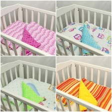BLANKET + PILLOW baby set 4 bedside crib PRAM  mink +cotton dimple soft plush