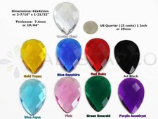 62x42mm Flat Back Teardrop Acrylic Gems Cosplay Rhinestone 2 Pcs 9 Colors
