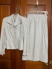 Vtg Light Grey Skirted Suit