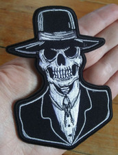 DEATH SKULL PREACHER MOTORCYCLE VEST JACKET Iron On Biker Patch
