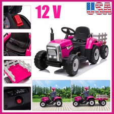 12V Kids Ride On Tractor Battery Powered w/Trailer Remote Control Xmas Gifts Toy