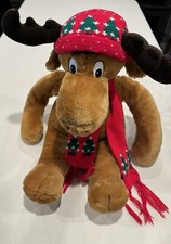 Christmas Stuffed Moose 1986 Commonwealth In Great Condition