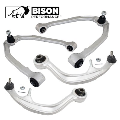 Bison Performance 4pc Front Lower Rearward & Upper Control Arm Kit For G35 350Z