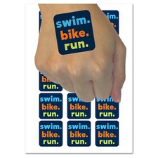 Swim Bike Run Words Triathlon Temporary Tattoo Water Resistant Fake Body Art Set