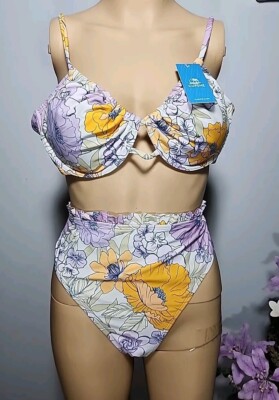 Cupshe Womens Two Piece Swimsuit Size XL Floral 