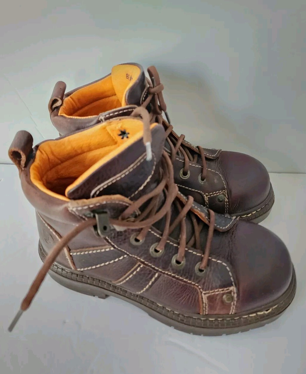 Rare London Underground Platform Leather Brown Lace Up Boots Wm 6 Men 4 image 7