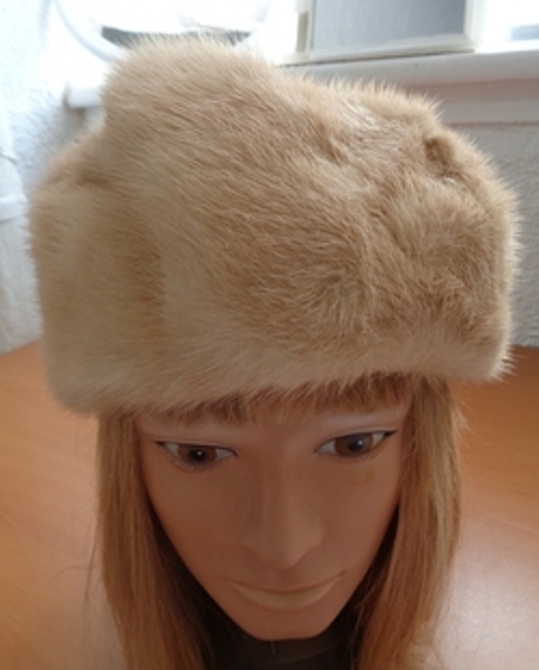 EXCELLENT CANADIAN PEARL MINK FUR HAT CAP WOMEN WOMAN SIZE 