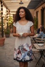 H&M Floral Mini Dress - Beige and Multicolor Sz.4