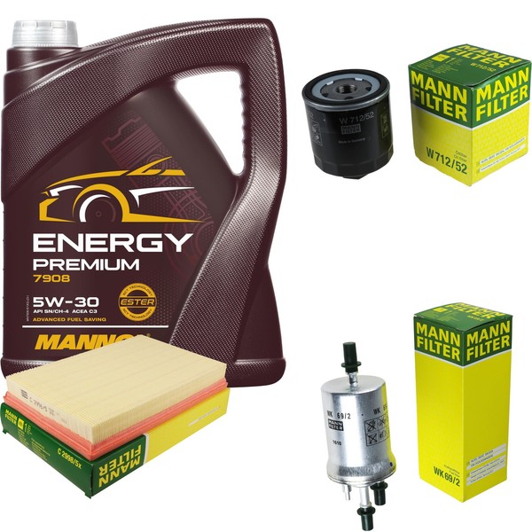 Mann Inspektionspaket 5L Mannol Energy Premium 5W-30 FüR VW Polo 1.4 16V Golf V-image