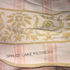 Vintage Camp Blanket Pink Plaid Floral Border Spring Lake Retreat Mended Cottage