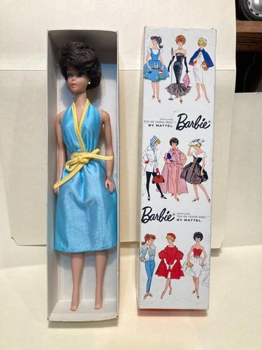 Vintage 1958 BARBIE Bubble Cut Doll BRUNETTE in Platinum Bubble Cut #850 box