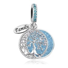 S925 Sterling Silver Sparkling Tree of Life Family Dangle Charm For Bracelet