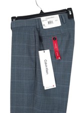Calvin Klein Mens Slim Fit Dress Pants 30x32 Green Plaid Stretch Wool Blend NWT