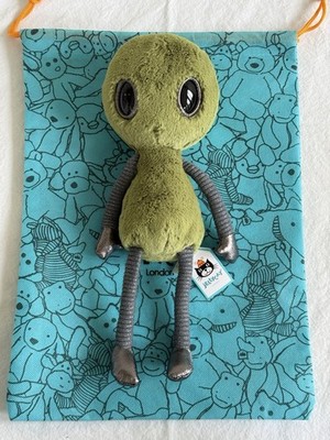 Jellycat Zalien the Alien Plush ALF3A Retired Moss Green Silver