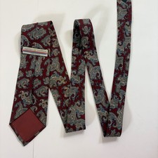 Vintage American Edition Paisley Tie Mens Burgundy Blue Silk Blend Made in USA