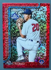 2025 Topps Pro Debut #PDC-183 Jonah Tong 5/5 Red Mini Diamond Chrome Debut Card