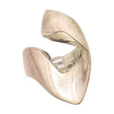 925 Sterling Silver Vintage Ring MEXICO Modernist Abstract Wave Sz 7 RG34807