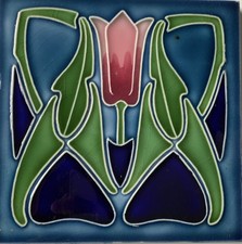 Originale Jugendstil-Fliese, DTAG Düsseldorfer Tonwarenfabrik AG