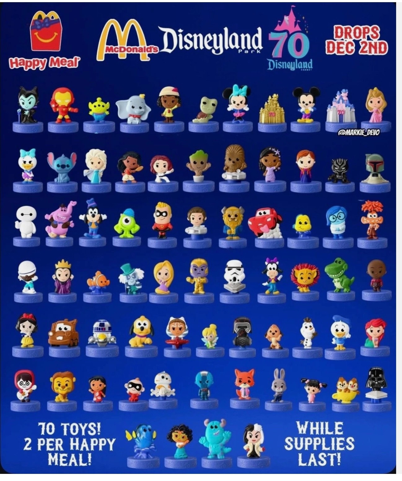 Disneyland 70th Anniversary 2025  McDonalds HM Toys   Complete set of 70