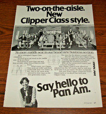 Say hello to Pan Am Airlines Two-on-the-aisle New Clipper Magazine Print Ad