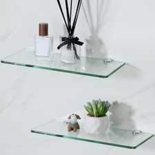 Glass Floating Shelves for Wall, Tempered Glass Shelves for Bathroom Living