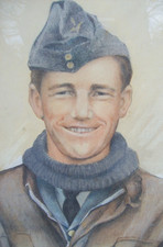 WORLD WAR ONE Pilot ORIGINAL PORTRAIT Chalk Watercolour Painting Military C1918