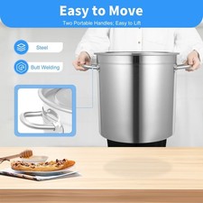 35L Stainless Steel Stock Pot with Lid Large Capacity Soup Cooking Pot