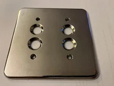 Vintage PERKINS Art Deco Nickle on Brass Double Push Button Switch Gang Plate