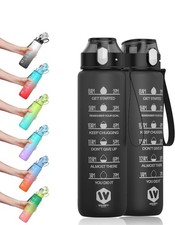 1L Water Bottle with Straw - Leak-Proof & BPA Free Reusable Sports Bottle