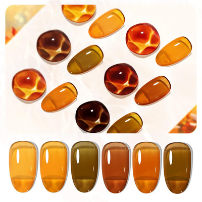 6 Colors Gel Nail Polish Set Fall Collection Jelly Effect Soak off Need U V LED 