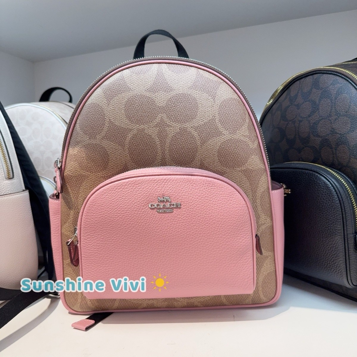 NWT Coach Court Backpack In Maxi Signature Canvas CCK72 Tan/Dusty