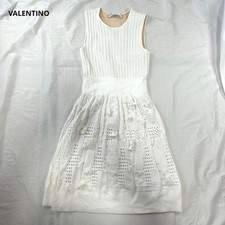 VALENTINO Sleeveless Dress White Rayon Blend Size 87 cm Length