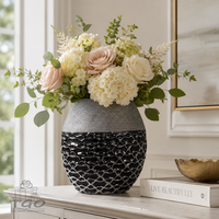 Formano Tischdeko Vase Aus Keramik Schwarz Silber 22X25Cm- 724540