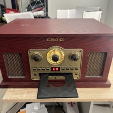 Craig 5 in 1 Turntable System Cassette Radio CD Player Unit Model CD684-a TESTED