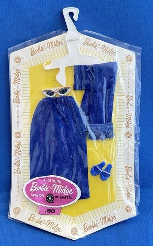 Vintage Original 1962 Mattel Barbie And Midge Fashion Pak Blue Skirt And Scarf