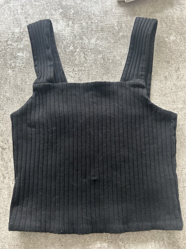 American Eagle Womens X-Small Sleeveless Tank Soft & Sexy Black Ribbed Cropped