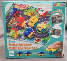 Nuevo 8 piezas JUEGO DE JUGUETE MINI COCHE DE GOMA BEBÉ en caja Niños Bebé 12+M Desarrollo JOYIN