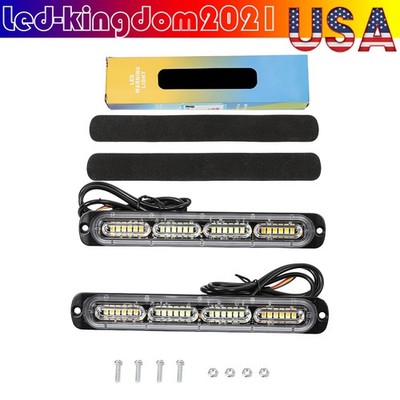 Hazard Flash Strobe Light Bar Amber White 12-24V LED For Construction Towing