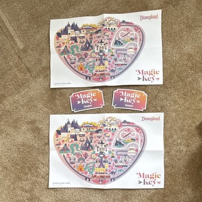 Disneyland Resort Magic Key Stickers Map Print Lot & Ticket Design Magnets Set