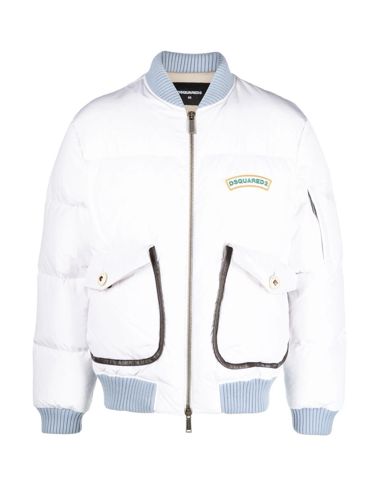 NEW With Tag / DSQUARED2 Men White Logo-Print Puffer Bomber Jacket Size 50 / L image 6