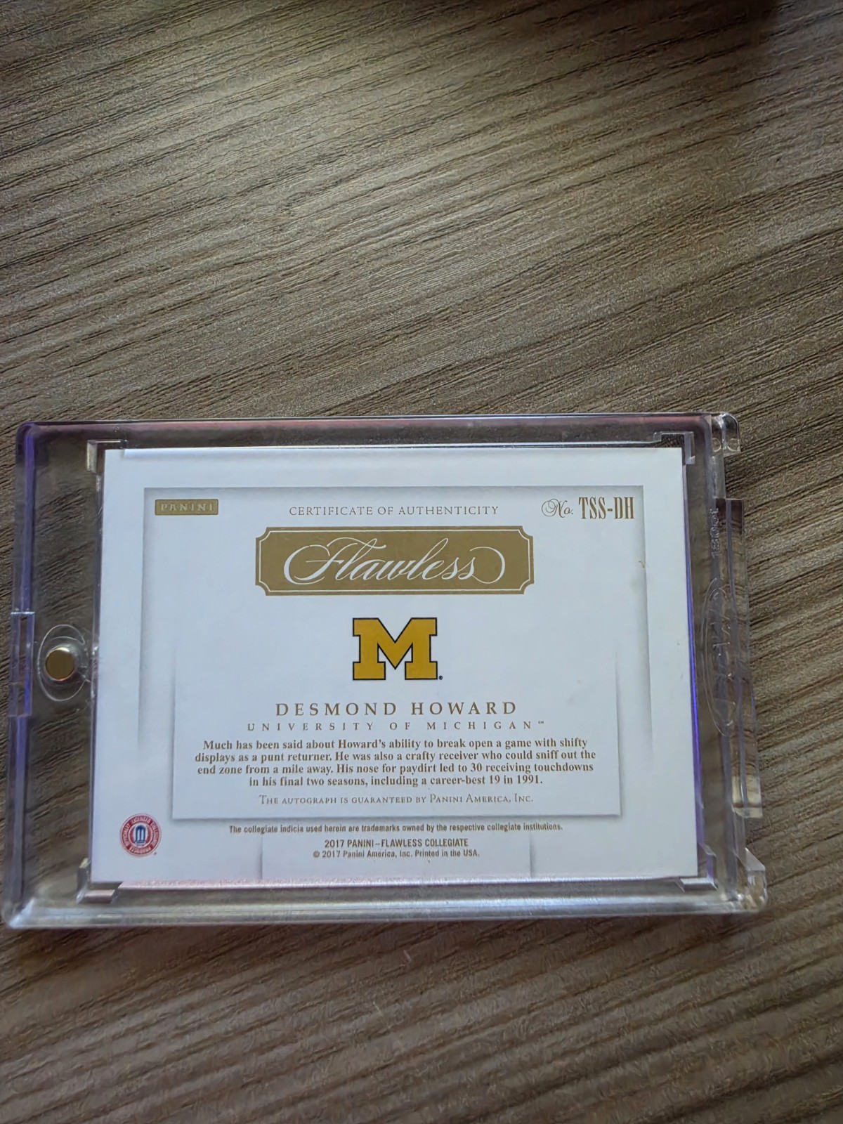 Desmond Howard 2017 Flawless Blue Team Slogan Go Blue Auto /25 Michigan Heisman view 4