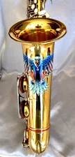 Patriotic CECILIO "Mendini" Gold/Silver Tenor Sax w/Case&Rico A7 Mpc.- Excellent