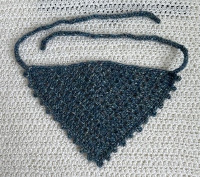 Crochet Handmade Bandana with Picot Border Multicolor Blue Spring Summer