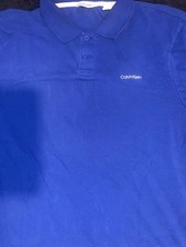 Calvin Klein Men's Blue Polo Shirt M Short Sleeve Logo Button Knit Collared