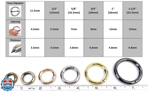 VersaKits 10 Pcs Round Carabiner Clips Gold 1/2 Inch Spring O Rings Clasps Sn - Picture 2 of 5