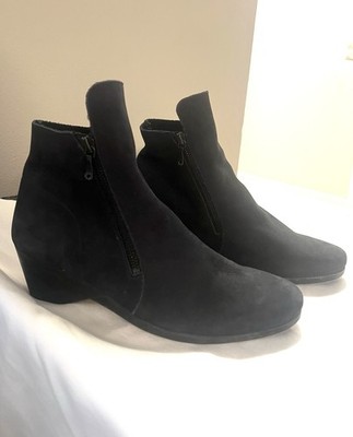 Arche LN   Suede Wedge Ankle Booties Side Zips Comfort Shoes Sz 40 Fits 8.5
