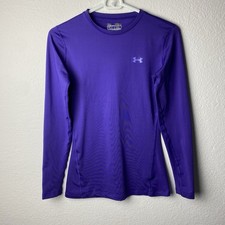 Under Armour Cold Gear Fitted Long Sleeve Shirt Women Small Royal Purple Thermal