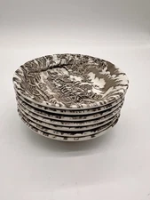 Set Of 7 Myott "Royal Mail" Brown Staffordshire Ware Berry Bowls 5 3/8” Dia