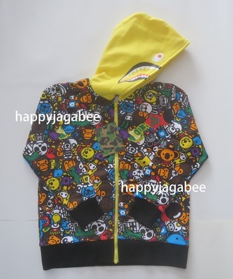 A BATHNIG APE BAPE KIDS MILO ALL SAFARI SHARK ZIP HOODIE